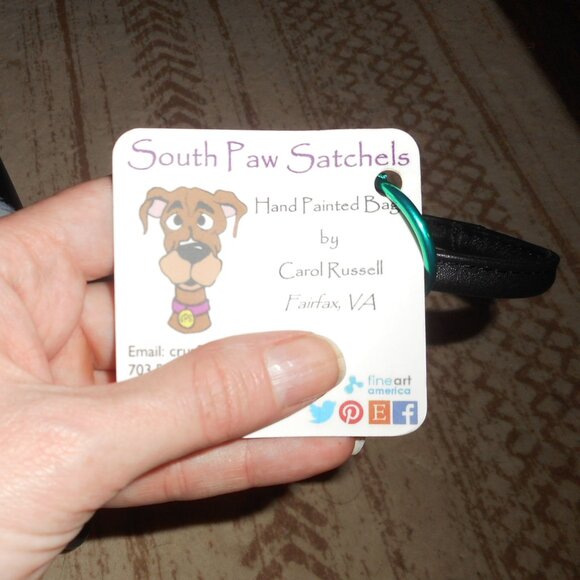 NWT Hand painted Westie Dog black handbag - Picture 4 of 6